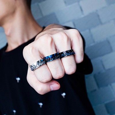 High Grade Rings for Man Fashion Stainless Steel Geometric Hiphop Punk Rock Ring